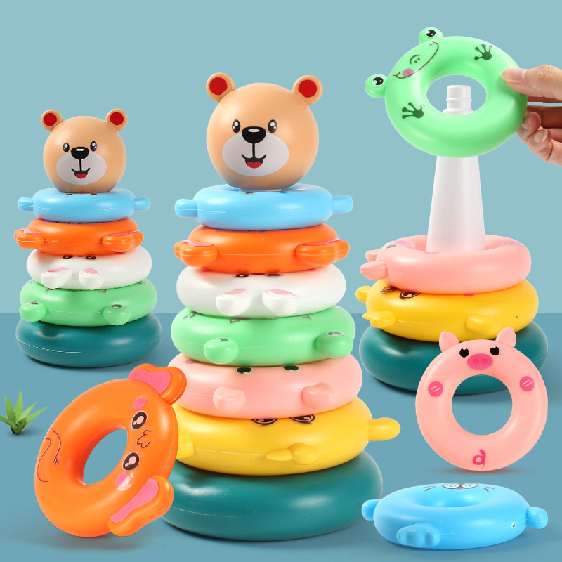Kids Outdoor Water Toys - 레인보우 스태킹 링 타워 몬테소리 교육용