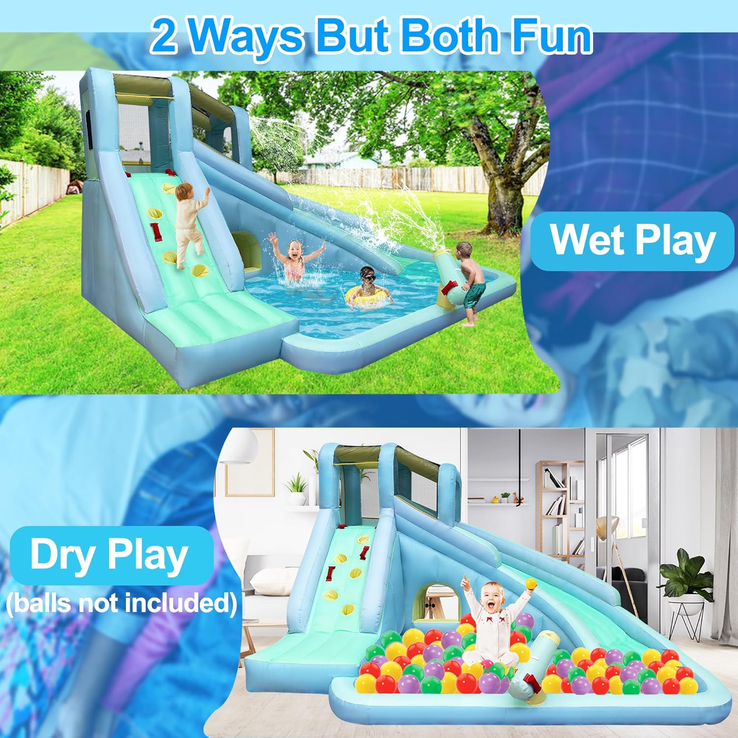6-in-1 어린이용 에어바운스 워터파크, 550W 송 - Kids Outdoor Climbing 리뷰 및 가격