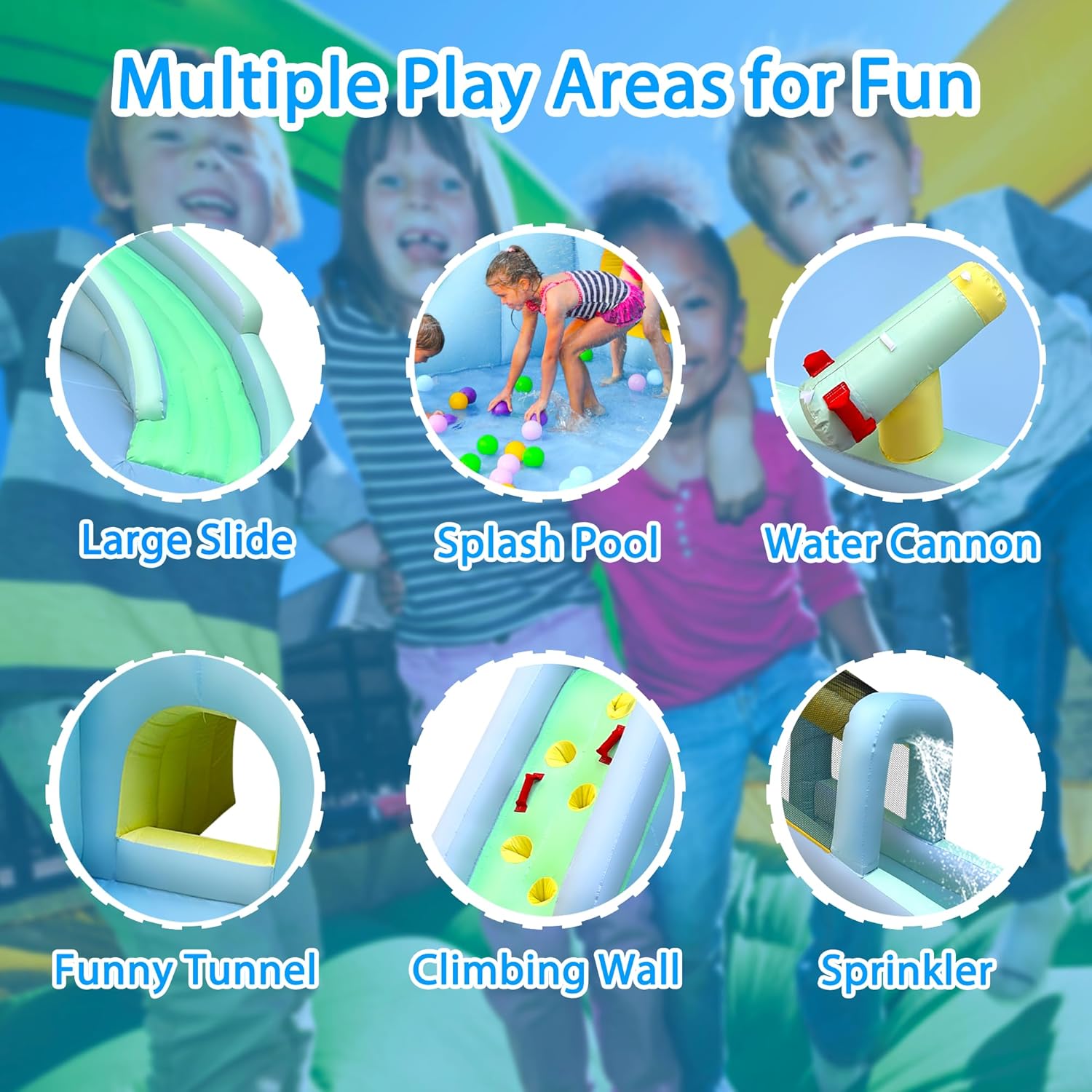 6-in-1 어린이용 에어바운스 워터파크, 550W 송 - Kids Outdoor Climbing 리뷰 및 가격