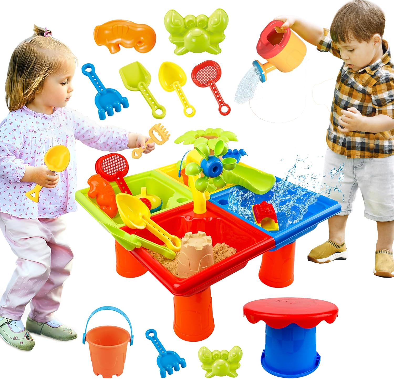 유아를위한 25 Pcs 여름 물 테이블 4 In 1 어 - Kids Outdoor Water Toys 리뷰 및 가격