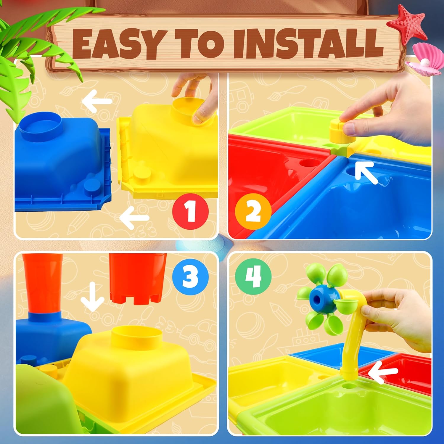 유아를위한 25 Pcs 여름 물 테이블 4 In 1 어 - Kids Outdoor Water Toys 리뷰 및 가격