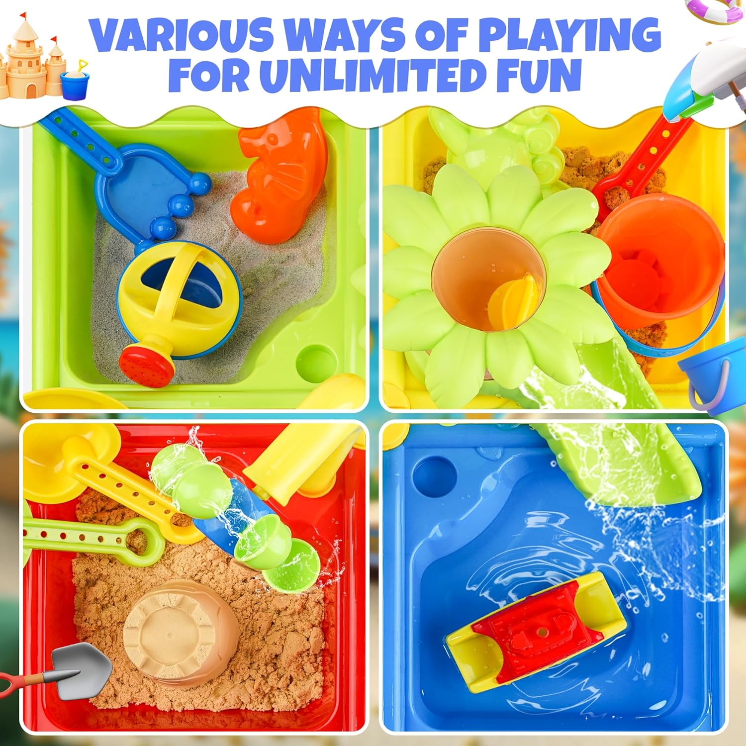 유아를위한 25 Pcs 여름 물 테이블 4 In 1 어 - Kids Outdoor Water Toys 리뷰 및 가격