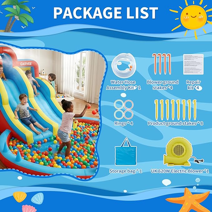 올시즌 8-in-1 풍선형 워터파크 – 더블 슬라이드, - Kids Outdoor Climbing 리뷰 및 가격