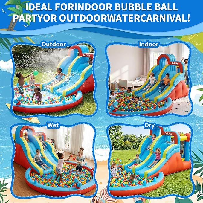 올시즌 8-in-1 풍선형 워터파크 – 더블 슬라이드, - Kids Outdoor Climbing 리뷰 및 가격