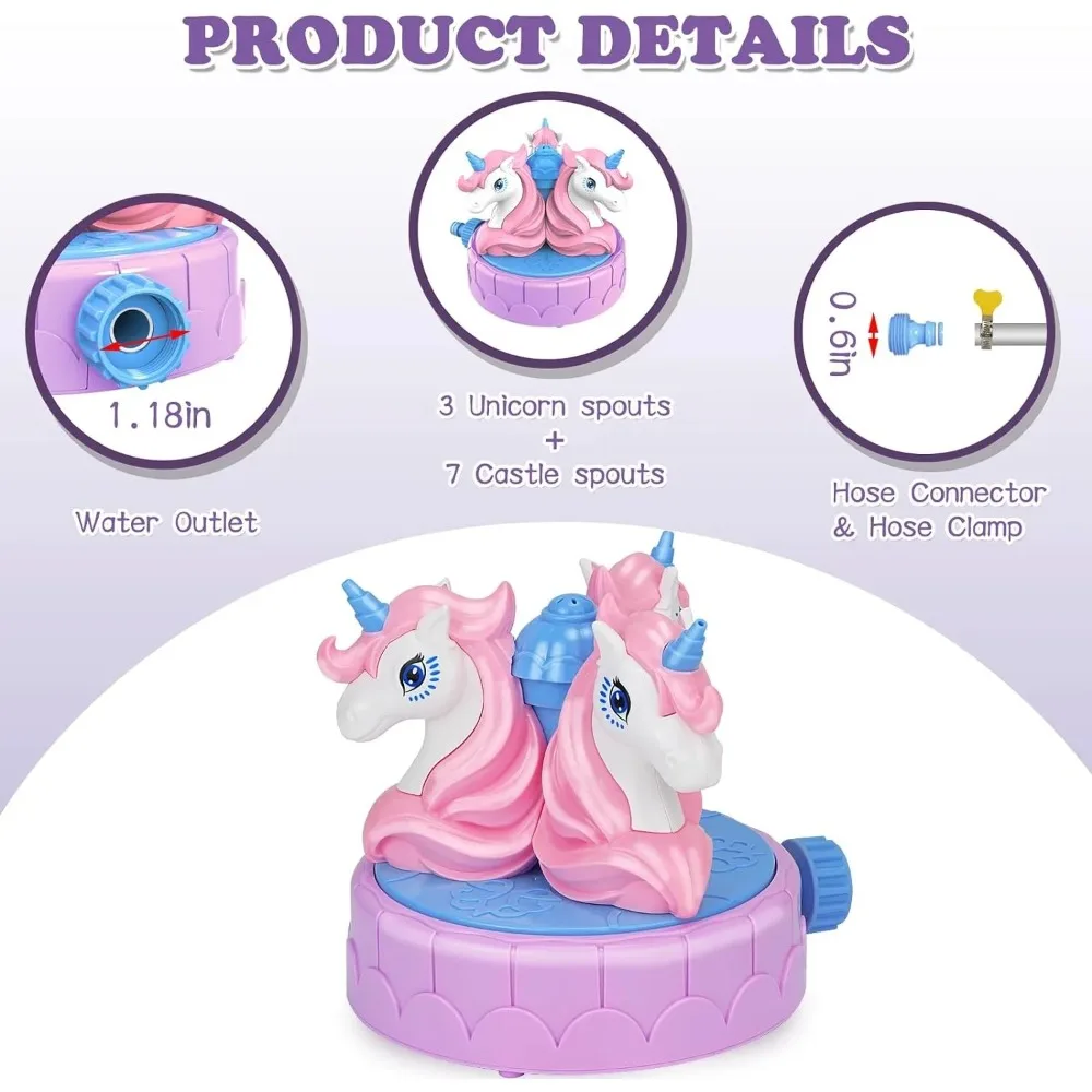 어린이용 뒷마당 물놀이 장난감, 회전하는 유니콘 모양, - Kids Outdoor Garden Toys 리뷰 및 가격